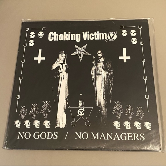 🖤 1999 Choking Victim No Gods No Managers LP Vinyl Punk Rock - Picture 2 of 15